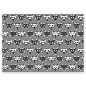 Поздравительная открытка с принтом Злые котики в Белгороде, 100% бумага | плотность бумаги 280 г/м2, матовая, на обратной стороне линовка и место для марки
 | дьявол | звезда | кот | котик | кошка | милота | пентаграмма | серый | юмор
