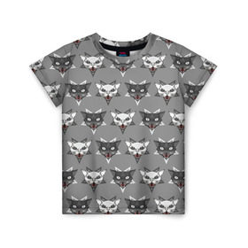 Детская футболка 3D с принтом Злые котики в Белгороде, 100% гипоаллергенный полиэфир | прямой крой, круглый вырез горловины, длина до линии бедер, чуть спущенное плечо, ткань немного тянется | дьявол | звезда | кот | котик | кошка | милота | пентаграмма | серый | юмор