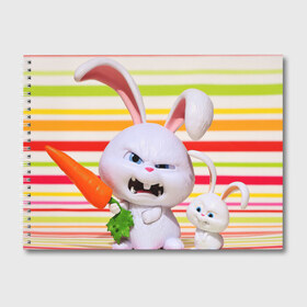Альбом для рисования с принтом Злой кролик в Белгороде, 100% бумага
 | матовая бумага, плотность 200 мг. | животные | злой | игрушка | кролик | мультфильм | тайная жизнь домашних животных