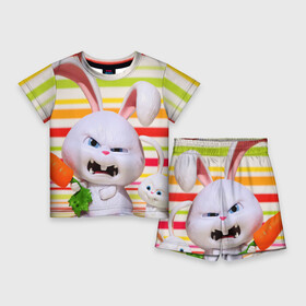 Детский костюм с шортами 3D с принтом Злой кролик в Белгороде,  |  | животные | злой | игрушка | кролик | мультфильм | тайная жизнь домашних животных