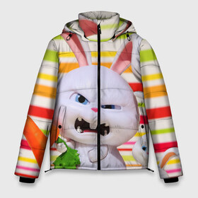 Мужская зимняя куртка 3D с принтом Злой кролик в Белгороде, верх — 100% полиэстер; подкладка — 100% полиэстер; утеплитель — 100% полиэстер | длина ниже бедра, свободный силуэт Оверсайз. Есть воротник-стойка, отстегивающийся капюшон и ветрозащитная планка. 

Боковые карманы с листочкой на кнопках и внутренний карман на молнии. | животные | злой | игрушка | кролик | мультфильм | тайная жизнь домашних животных