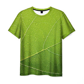 Мужская футболка 3D с принтом Листик 2 в Белгороде, 100% полиэфир | прямой крой, круглый вырез горловины, длина до линии бедер | зеленый | зелень | лист | природа | растения