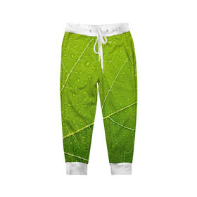 Детские брюки 3D с принтом Листик 2 в Белгороде, 100% полиэстер | манжеты по низу, эластичный пояс регулируется шнурком, по бокам два кармана без застежек, внутренняя часть кармана из мелкой сетки | Тематика изображения на принте: зеленый | зелень | лист | природа | растения