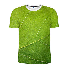 Мужская футболка 3D спортивная с принтом Листик 2 в Белгороде, 100% полиэстер с улучшенными характеристиками | приталенный силуэт, круглая горловина, широкие плечи, сужается к линии бедра | зеленый | зелень | лист | природа | растения