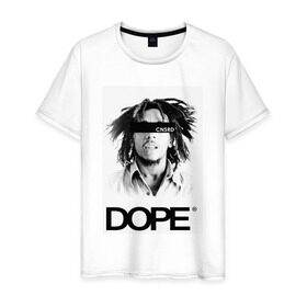 Мужская футболка хлопок с принтом Bob Marley Dope в Белгороде, 100% хлопок | прямой крой, круглый вырез горловины, длина до линии бедер, слегка спущенное плечо. | Тематика изображения на принте: bobmarley | dope | fashion | swag | trend