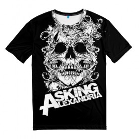 Мужская футболка 3D с принтом Asking Alexandria в Белгороде, 100% полиэфир | прямой крой, круглый вырез горловины, длина до линии бедер | Тематика изображения на принте: asking alexandria | музыка | рок | череп