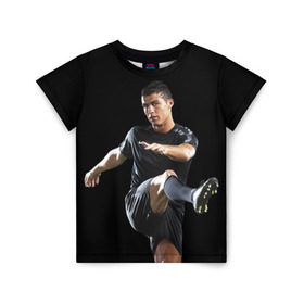 Детская футболка 3D с принтом Роналдо в Белгороде, 100% гипоаллергенный полиэфир | прямой крой, круглый вырез горловины, длина до линии бедер, чуть спущенное плечо, ткань немного тянется | real | ronaldo | реал мадрид | роналдо | футбол | футболист