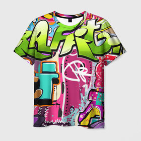 Мужская футболка 3D с принтом Граффити в Белгороде, 100% полиэфир | прямой крой, круглый вырез горловины, длина до линии бедер | балон | граффити | краски | молодежь | рисунок | стена | стиль | улица | уличный образ