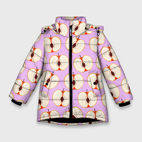 Зимняя куртка для девочек 3D с принтом Молодильные яблочки в Белгороде, ткань верха — 100% полиэстер; подклад — 100% полиэстер, утеплитель — 100% полиэстер. | длина ниже бедра, удлиненная спинка, воротник стойка и отстегивающийся капюшон. Есть боковые карманы с листочкой на кнопках, утяжки по низу изделия и внутренний карман на молнии. 

Предусмотрены светоотражающий принт на спинке, радужный светоотражающий элемент на пуллере молнии и на резинке для утяжки. | Тематика изображения на принте: life in da trash | vogue | алена двойченкова | вог | двойченкова | егор дружинин | мига | мигель | молодильные яблочки | персики | танцы | танцы на тнт | тнт | яблоки | яблочки