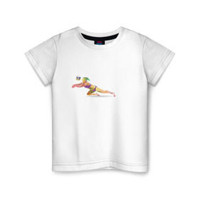 Детская футболка хлопок с принтом Волейбол геометрия в Белгороде, 100% хлопок | круглый вырез горловины, полуприлегающий силуэт, длина до линии бедер | Тематика изображения на принте: полигоны