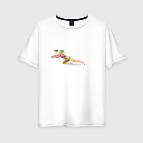 Женская футболка хлопок Oversize с принтом Волейбол геометрия в Белгороде, 100% хлопок | свободный крой, круглый ворот, спущенный рукав, длина до линии бедер
 | полигоны