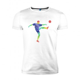 Мужская футболка премиум с принтом Футболист в Белгороде, 92% хлопок, 8% лайкра | приталенный силуэт, круглый вырез ворота, длина до линии бедра, короткий рукав | 