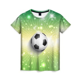 Женская футболка 3D с принтом Футбольный мяч 3 в Белгороде, 100% полиэфир ( синтетическое хлопкоподобное полотно) | прямой крой, круглый вырез горловины, длина до линии бедер | игра | кубок | мяч | спорт | футбол
