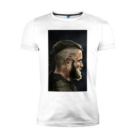 Мужская футболка премиум с принтом Ragnar Lodbrock в Белгороде, 92% хлопок, 8% лайкра | приталенный силуэт, круглый вырез ворота, длина до линии бедра, короткий рукав | ragnar lodbrock | vikings | викинги | рагнар лодброк