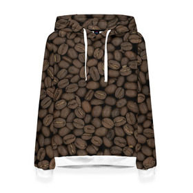 Женская толстовка 3D с принтом Кофейные зёрна в Белгороде, 100% полиэстер  | двухслойный капюшон со шнурком для регулировки, мягкие манжеты на рукавах и по низу толстовки, спереди карман-кенгуру с мягким внутренним слоем. | coffee | coffee grains | grains | кофе | кофейные зёрна