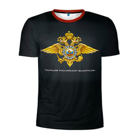 Мужская футболка 3D спортивная с принтом Полиция Российской Федерации в Белгороде, 100% полиэстер с улучшенными характеристиками | приталенный силуэт, круглая горловина, широкие плечи, сужается к линии бедра | милиция