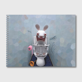 Альбом для рисования с принтом Кролик с газетой в Белгороде, 100% бумага
 | матовая бумага, плотность 200 мг. | rabbids | вантуз | горшок | зайцы засранцы | заяц | туалет