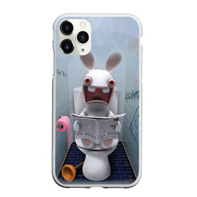 Чехол для iPhone 11 Pro матовый с принтом Кролик с газетой в Белгороде, Силикон |  | rabbids | вантуз | горшок | зайцы засранцы | заяц | туалет