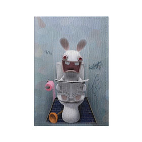 Обложка для паспорта матовая кожа с принтом Кролик с газетой в Белгороде, натуральная матовая кожа | размер 19,3 х 13,7 см; прозрачные пластиковые крепления | rabbids | вантуз | горшок | зайцы засранцы | заяц | туалет