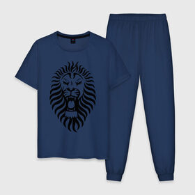 Мужская пижама хлопок с принтом Lion в Белгороде, 100% хлопок | брюки и футболка прямого кроя, без карманов, на брюках мягкая резинка на поясе и по низу штанин
 | зверь | лев | царь