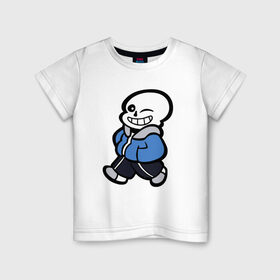 Детская футболка хлопок с принтом Sans в Белгороде, 100% хлопок | круглый вырез горловины, полуприлегающий силуэт, длина до линии бедер | Тематика изображения на принте: sans | undertale