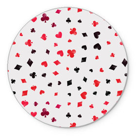 Коврик круглый с принтом Карточные масти в Белгороде, резина и полиэстер | круглая форма, изображение наносится на всю лицевую часть | бубны | казино | карты | крести | пики | покер | туз | червы