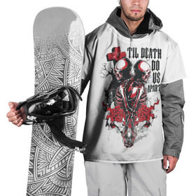 Накидка на куртку 3D с принтом Охрана дьявола в Белгороде, 100% полиэстер |  | ад | дьявол | мотоцикл | огонь | пламя | череп | черный