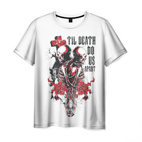 Мужская футболка 3D с принтом Охрана дьявола в Белгороде, 100% полиэфир | прямой крой, круглый вырез горловины, длина до линии бедер | Тематика изображения на принте: ад | дьявол | мотоцикл | огонь | пламя | череп | черный