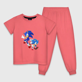 Детская пижама хлопок с принтом Sonic (Соник) в Белгороде, 100% хлопок |  брюки и футболка прямого кроя, без карманов, на брюках мягкая резинка на поясе и по низу штанин
 | retro | sega | sonic