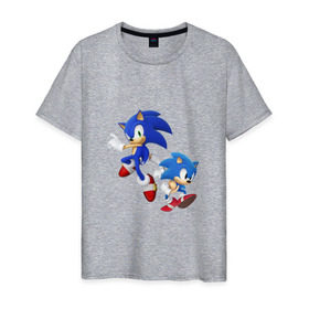 Мужская футболка хлопок с принтом Sonic (Соник) в Белгороде, 100% хлопок | прямой крой, круглый вырез горловины, длина до линии бедер, слегка спущенное плечо. | retro | sega | sonic