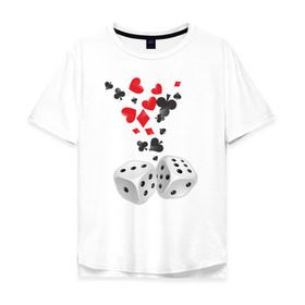 Мужская футболка хлопок Oversize с принтом Игральные кости в Белгороде, 100% хлопок | свободный крой, круглый ворот, “спинка” длиннее передней части | бубны | казино | карты | кости | крести | пики | покер | туз | червы