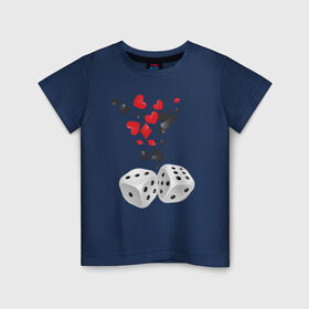 Детская футболка хлопок с принтом Игральные кости в Белгороде, 100% хлопок | круглый вырез горловины, полуприлегающий силуэт, длина до линии бедер | бубны | казино | карты | кости | крести | пики | покер | туз | червы