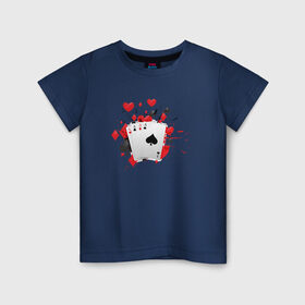Детская футболка хлопок с принтом Четыре туза в Белгороде, 100% хлопок | круглый вырез горловины, полуприлегающий силуэт, длина до линии бедер | казино | карты | покер | туз