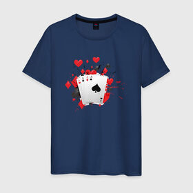 Мужская футболка хлопок с принтом Четыре туза в Белгороде, 100% хлопок | прямой крой, круглый вырез горловины, длина до линии бедер, слегка спущенное плечо. | казино | карты | покер | туз