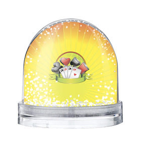 Снежный шар с принтом Четыре туза 2 в Белгороде, Пластик | Изображение внутри шара печатается на глянцевой фотобумаге с двух сторон | бубны | казино | карты | пики | покер | трефы | туз | червы
