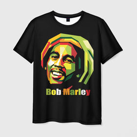 Мужская футболка 3D с принтом Bob Marley в Белгороде, 100% полиэфир | прямой крой, круглый вырез горловины, длина до линии бедер | Тематика изображения на принте: боб марли | регги