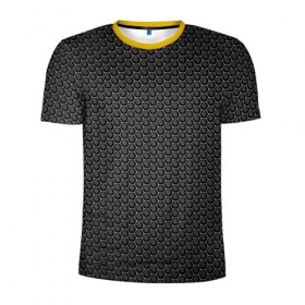 Мужская футболка 3D спортивная с принтом Black Iron в Белгороде, 100% полиэстер с улучшенными характеристиками | приталенный силуэт, круглая горловина, широкие плечи, сужается к линии бедра | black | iron | luxury | premium | vip | железный | премиум | соты | черный | эксклюзив