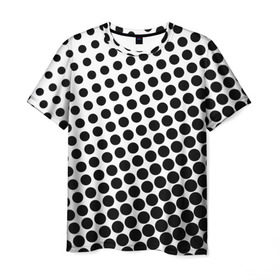 Мужская футболка 3D с принтом Белый в горошек в Белгороде, 100% полиэфир | прямой крой, круглый вырез горловины, длина до линии бедер | горошек | текстура | черный