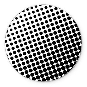Коврик круглый с принтом Белый в горошек в Белгороде, резина и полиэстер | круглая форма, изображение наносится на всю лицевую часть | горошек | текстура | черный