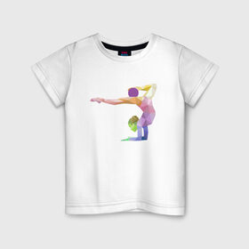 Детская футболка хлопок с принтом Гимнастка геометрия в Белгороде, 100% хлопок | круглый вырез горловины, полуприлегающий силуэт, длина до линии бедер | 