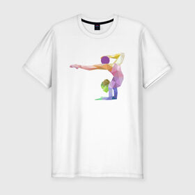 Мужская футболка премиум с принтом Гимнастка геометрия в Белгороде, 92% хлопок, 8% лайкра | приталенный силуэт, круглый вырез ворота, длина до линии бедра, короткий рукав | 