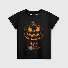 Детская футболка 3D с принтом Halloween в Белгороде, 100% гипоаллергенный полиэфир | прямой крой, круглый вырез горловины, длина до линии бедер, чуть спущенное плечо, ткань немного тянется | cat | dark | halloween | вамп | вампир | ведьма | готика | кот | кошка | магия | ночь | тыква | хэллоуин