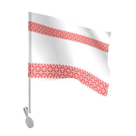 Флаг для автомобиля с принтом Славянский орнамент (на белом) в Белгороде, 100% полиэстер | Размер: 30*21 см | орнамент | россия | славяне | узор