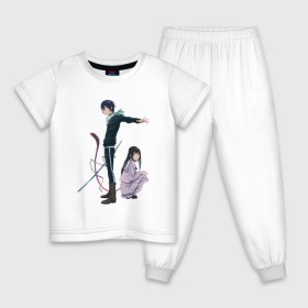 Детская пижама хлопок с принтом Ято и Хиёри в Белгороде, 100% хлопок |  брюки и футболка прямого кроя, без карманов, на брюках мягкая резинка на поясе и по низу штанин
 | Тематика изображения на принте: noragami | хиёри | ято