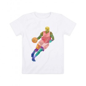 Детская футболка хлопок с принтом Баскетболист в Белгороде, 100% хлопок | круглый вырез горловины, полуприлегающий силуэт, длина до линии бедер | 