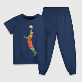 Детская пижама хлопок с принтом Баскетболист 2 в Белгороде, 100% хлопок |  брюки и футболка прямого кроя, без карманов, на брюках мягкая резинка на поясе и по низу штанин
 | баскетбол | геометрия | мяч | спорт