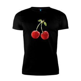 Мужская футболка премиум с принтом Вишенки в Белгороде, 92% хлопок, 8% лайкра | приталенный силуэт, круглый вырез ворота, длина до линии бедра, короткий рукав | вишня | отдых | отпуск | тропик | фрукты | ягоды
