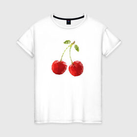 Женская футболка хлопок с принтом Вишенки в Белгороде, 100% хлопок | прямой крой, круглый вырез горловины, длина до линии бедер, слегка спущенное плечо | вишня | отдых | отпуск | тропик | фрукты | ягоды