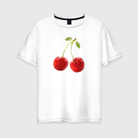 Женская футболка хлопок Oversize с принтом Вишенки в Белгороде, 100% хлопок | свободный крой, круглый ворот, спущенный рукав, длина до линии бедер
 | вишня | отдых | отпуск | тропик | фрукты | ягоды