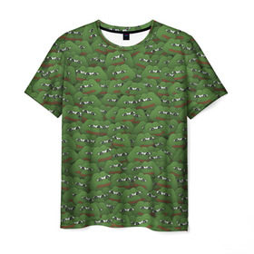 Мужская футболка 3D с принтом Грустные лягушки в Белгороде, 100% полиэфир | прямой крой, круглый вырез горловины, длина до линии бедер | frog | mem | sad | мем